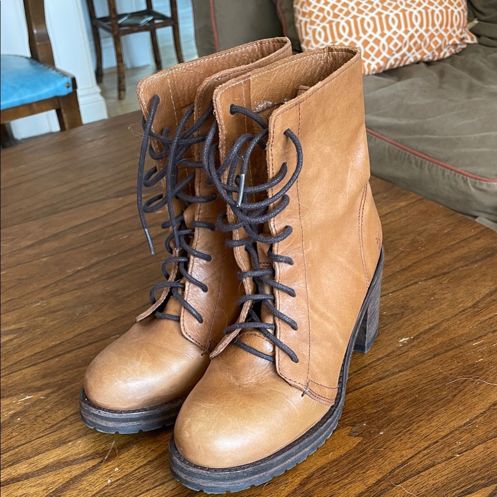 Women's Frye Karen Combat Leather Lace-Up Ankle Boots
